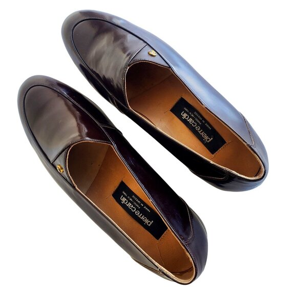 Pierre Cardin 70s Men Size 8 Brown Patent Leather Slip On Shoes Deadstock NWOT - Picture 10 of 12